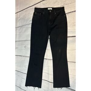 Pistola Black Raw Hem Cropped Flare Jeans Size 25